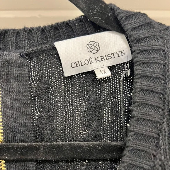 NWT Chloe Kristyn Zip Back Cotton / Cashmere Knit Sweater - Picture 12 of 15